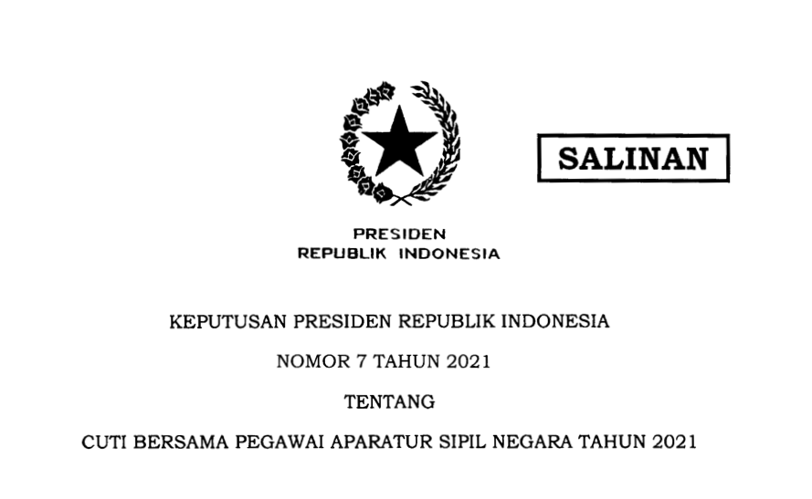 Inilah Isi Keppres tentang Cuti Bersama Pegawai ASN Tahun 2021