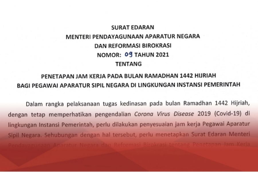 Inilah Jam Kerja ASN pada Bulan Ramadan 1442 Hijriah Ditetapkan Kementerian PANRB