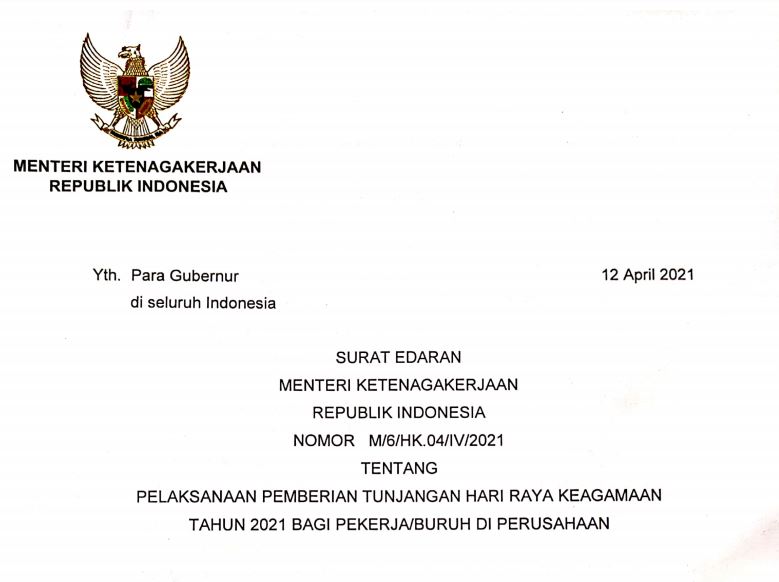 Menaker RI Terbitkan Edaran THR Wajib Dibayar Penuh, Ini Penjelasannya