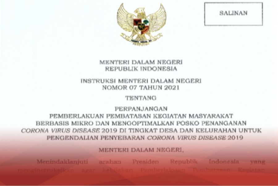 Mendagri Terbitkan Instruksi Mengenai Pelaksanaan PPKM Mikro di 20 Provinsi
