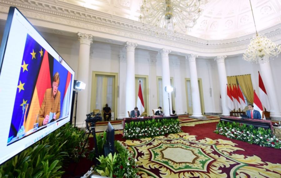 Presiden Jokowi dan Kanselir Angela Merkel Gelar Pertemuan Bilateral secara Virtual